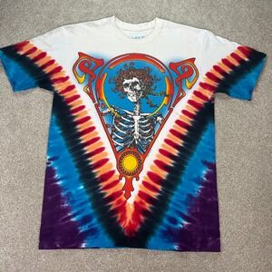 Grateful Dead Liquid Blue Tie Dye T Shirt Steal Your Face‎ Skeleton Roses Medium